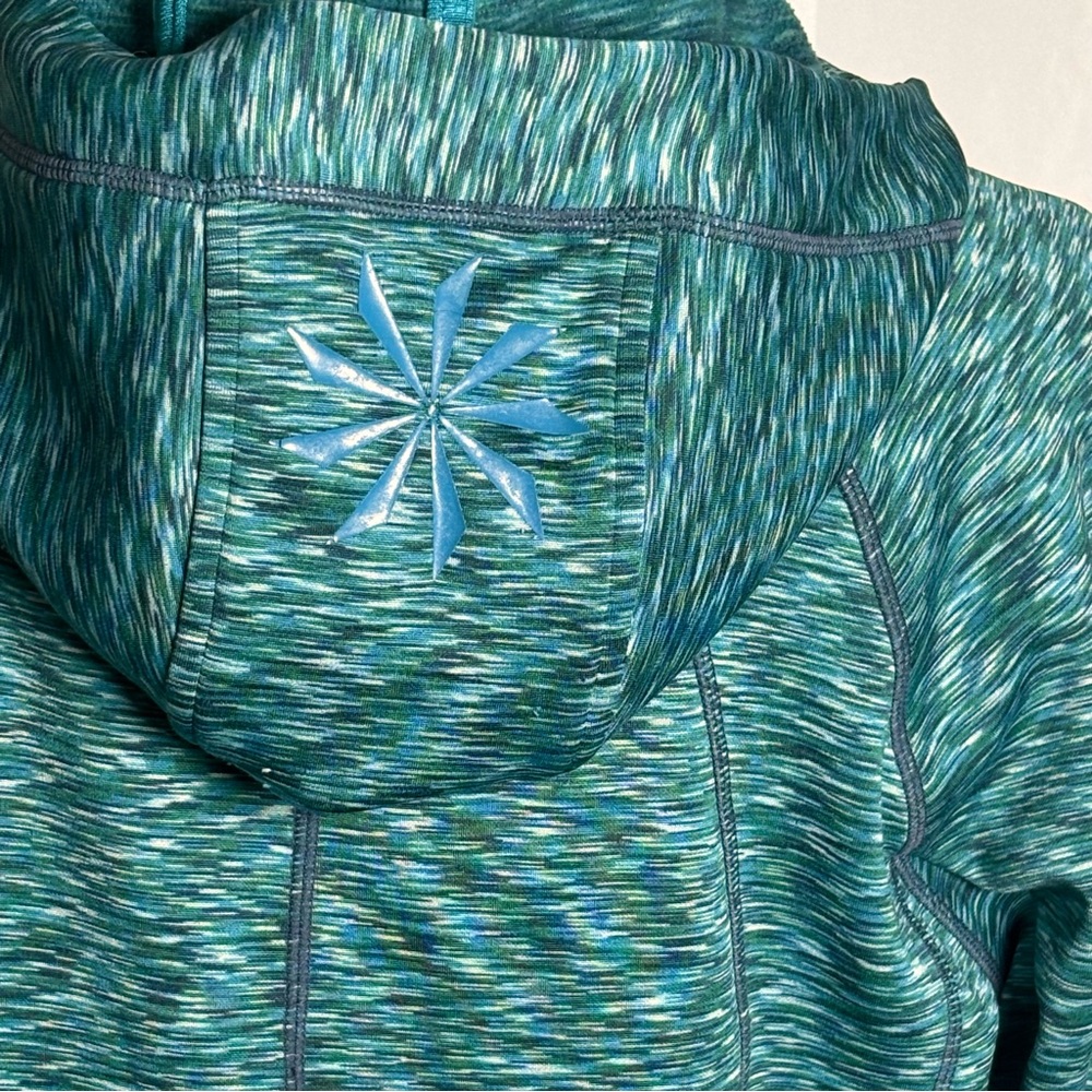 Athleta Blue Space Dye Zip Hoodie Size Large Athletic Workout Jacket - Picture 6 of 13